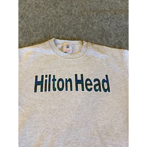 Vintage Hilton Head Sweatshirt Adult Size Large Grey Crewneck Pullover - Picture 2 of 9